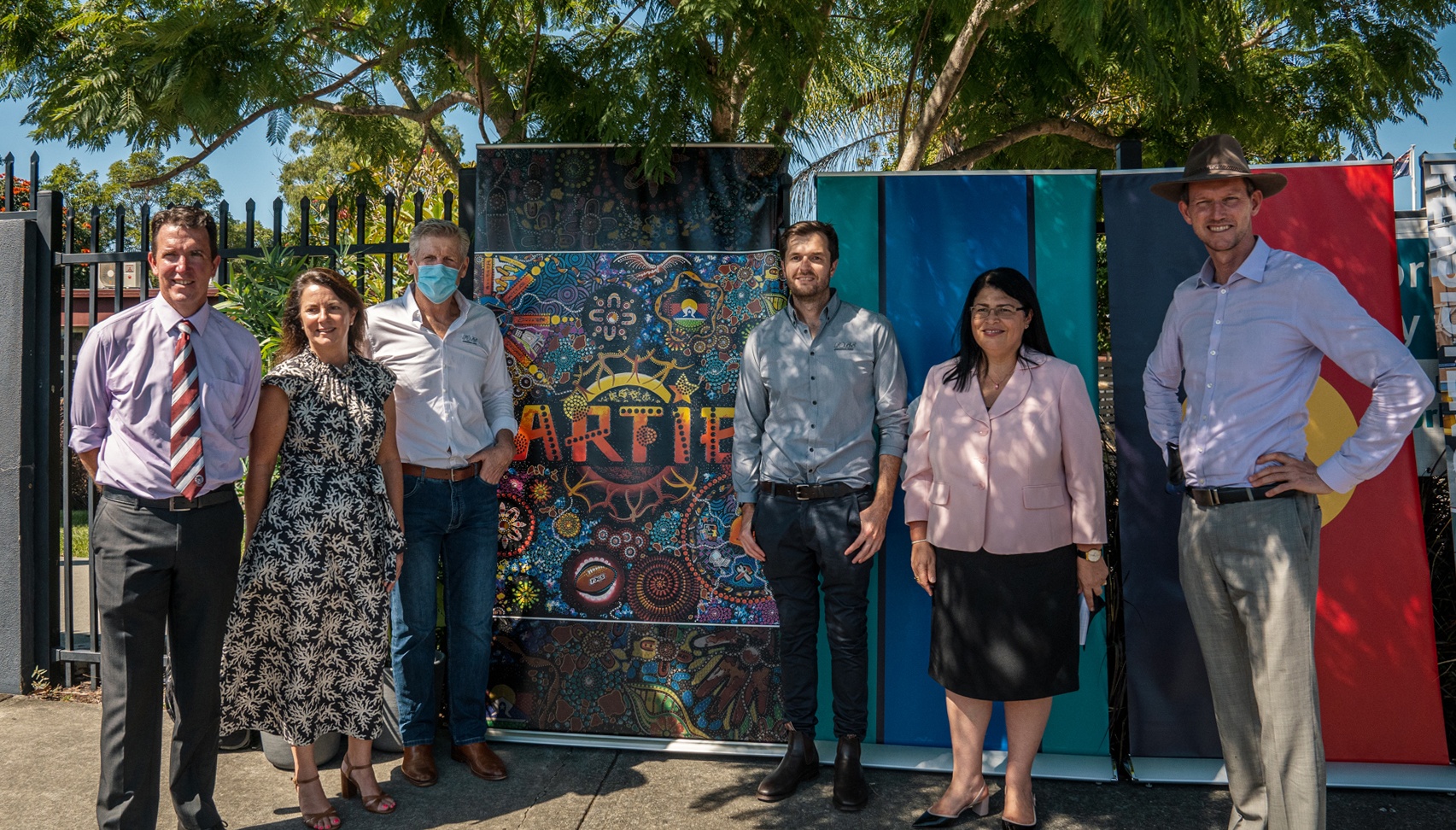 Staff from Marsden State High School and the Former Origin Greats ARTIE Academy with Minister Grace Grace and Minister Mark Bailey